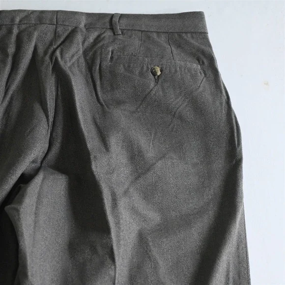 Gant 36x30 Brown Herringbone 100%‎ Cotton Pleated Cuffed Dress Pants